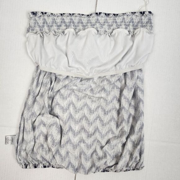 Temped Hearts Strapless Top Smocked Lined Bust Geometric Print Boho Festival M - Picture 7 of 13